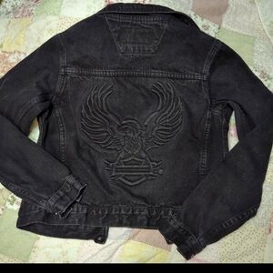 Harley Davidson Eagle Embossed Denim Jean Jacket